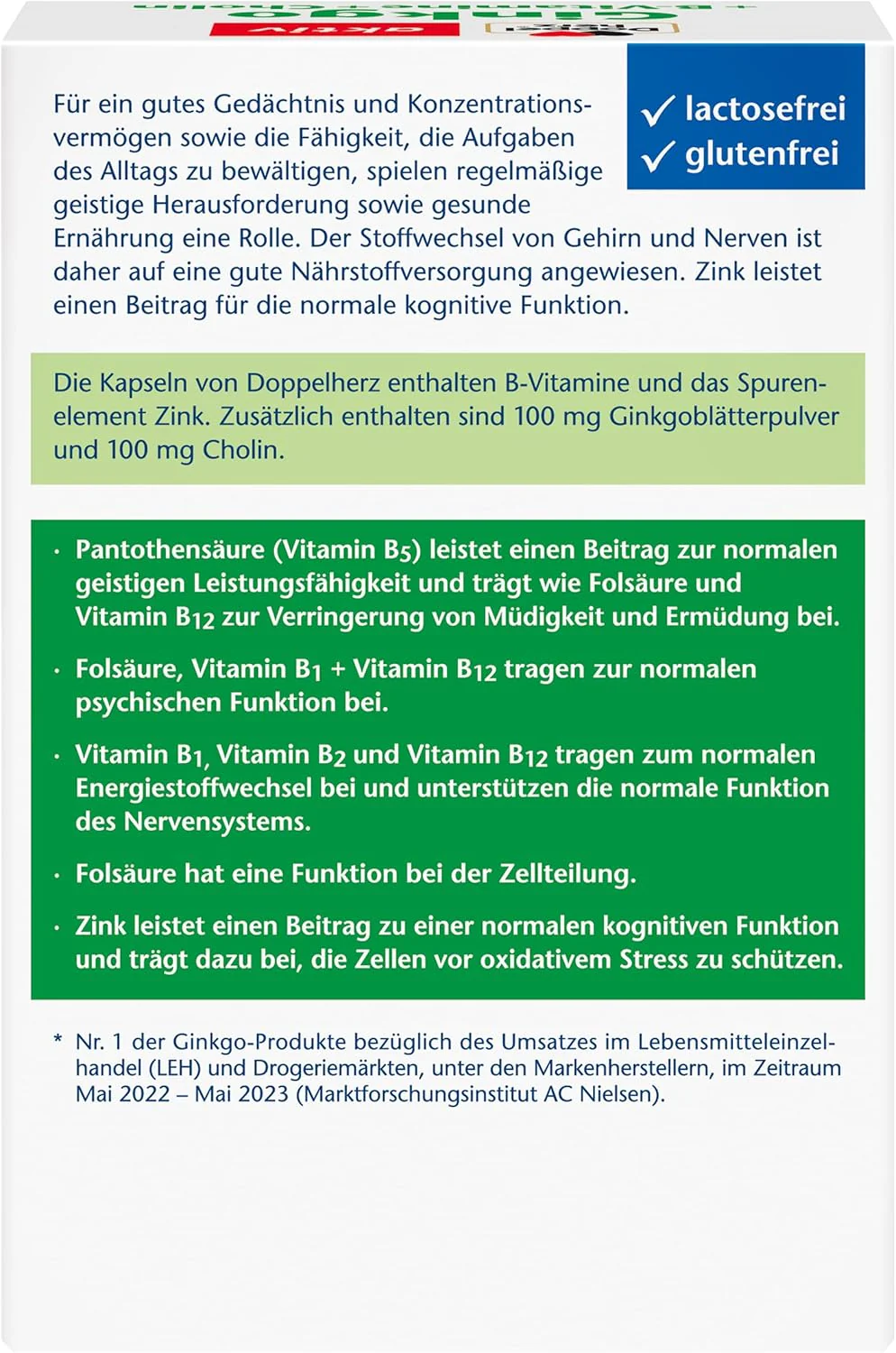 Ginkgo + Vitamin B + Cholin (40 Kapseln) - Image 4