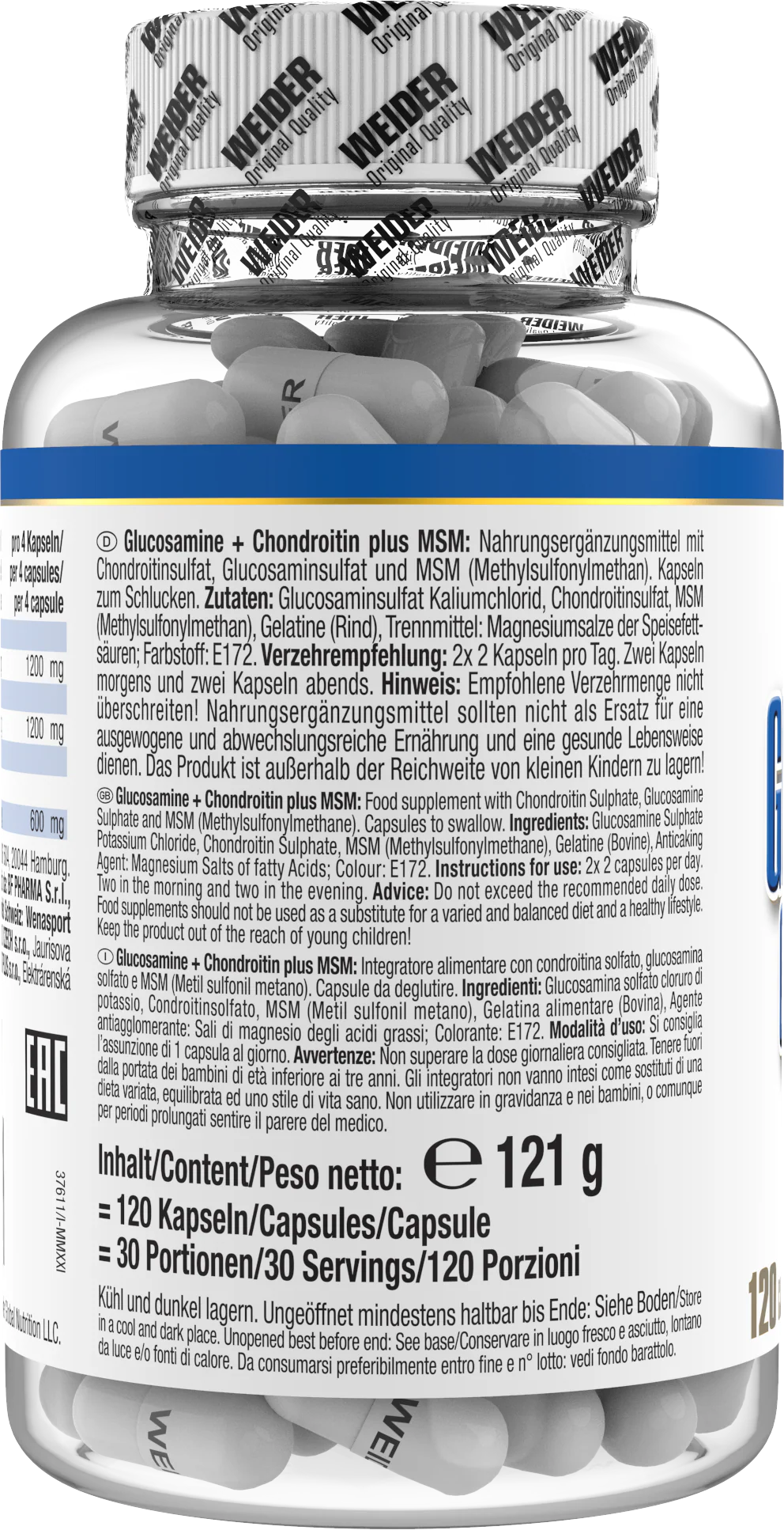 Glucosamine + Chondroitin Plus MSM (120 Kapseln) - Image 3