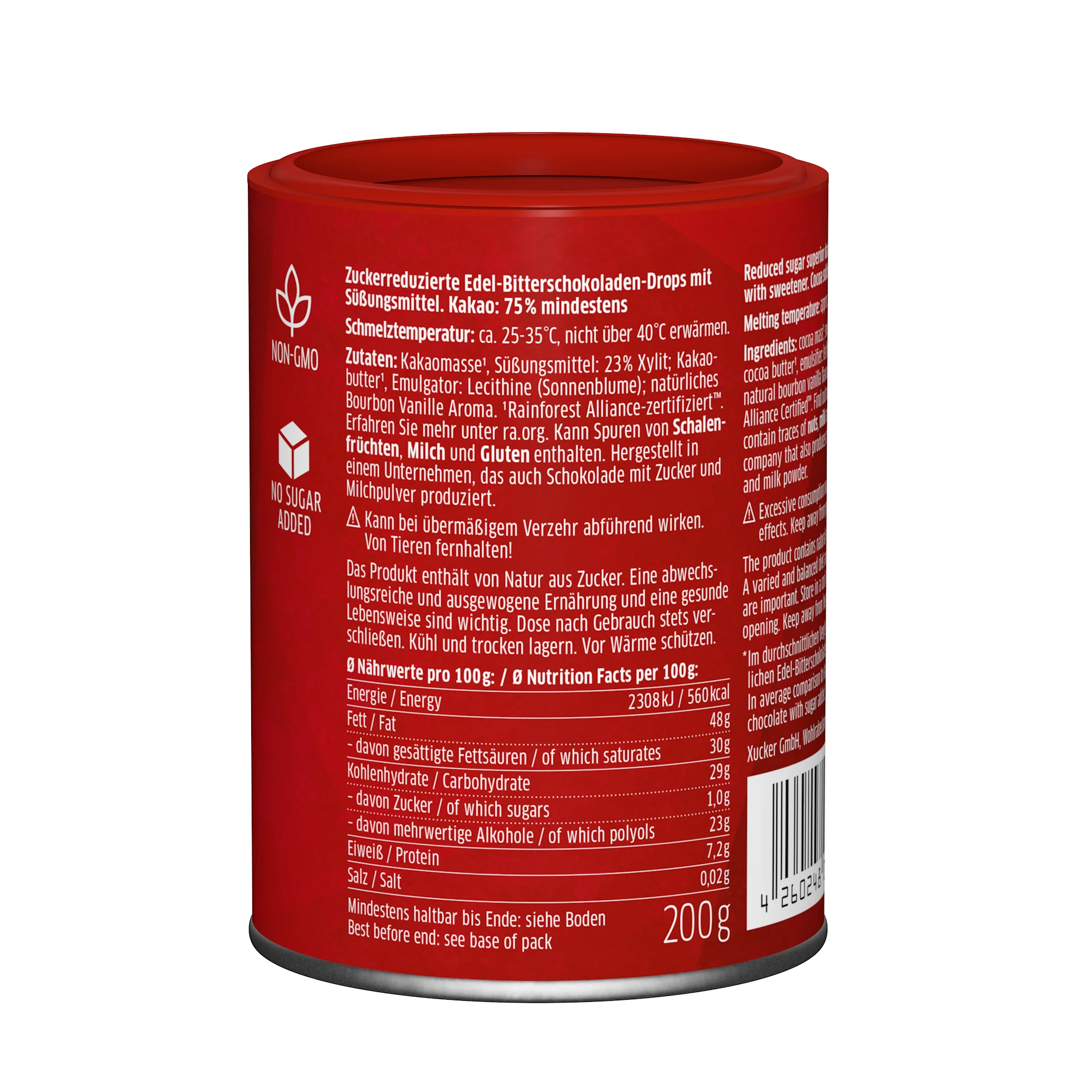 Vegane Schokodrops Edelbitter mit finnischem Xylit (200g) - Image 3