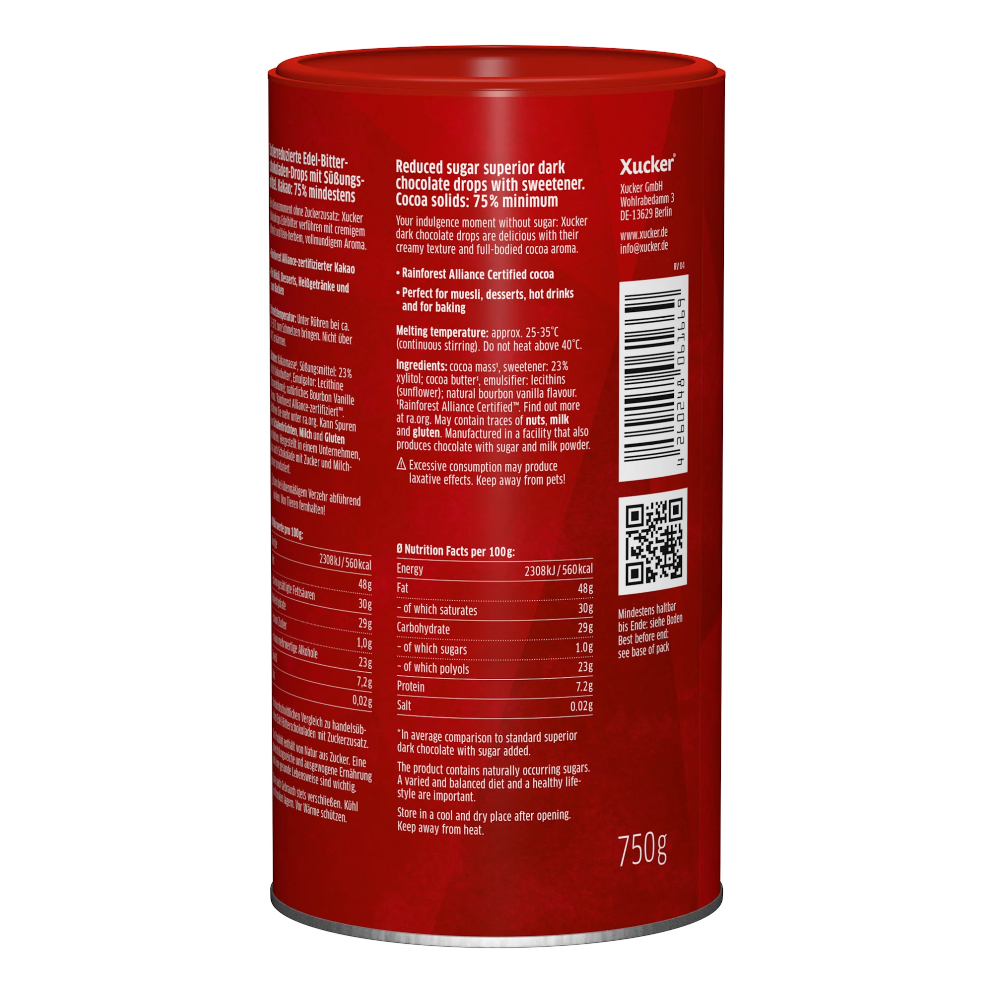 Vegane Schokodrops Edelbitter mit finnischem Xylit (750g) - Image 3